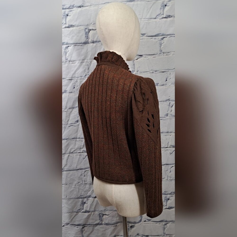 Vintage 70s 60 San Yuet Women's 2 Pc Set Skirt Jacket Suit Brown Japan Small 25W - Picture 7 of 14